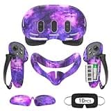 Silicone Cover Set for Meta Quest 3, Upgraded Design Full Protection for Quest 3, 4 in 1 VR Accessories Protective Cover for Oculus Quest 3, Ideal Present for Birthday and Christmas (Starlight Purple)