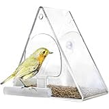 Hanging Bird Feeder, Clear Acrylic Window Birdfeeder with Chains, Squirrel Proof Decorate Triangle Outdoors Wild Bird Feeders for Finch, Warblers, Hummingbirds