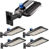 5Pack 320W(350x1W LED) LED Parking Lot Lights Outdoor(52500LM Eqv 1400W HPS) 5000K Parking Lot Lights Commercial ETL Listed Led Pole Light Arm Mount with Smart Photocell -7Yrs Warranty