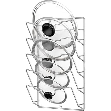 Simple Houseware Wall Door Mounted Pot Lid Rack, Chrome Finish