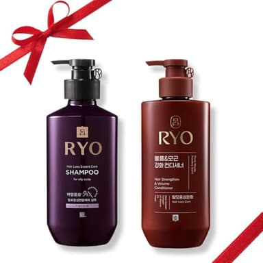 RYO Hair Strength Expert Care Shampoo for Normal & Dry Scalp with Strengthen & Volume Conditioner | Korean Ginseng Haircare Set for Weak or Fine Hair | Strengthening & Volumizing K-Beauty Formula