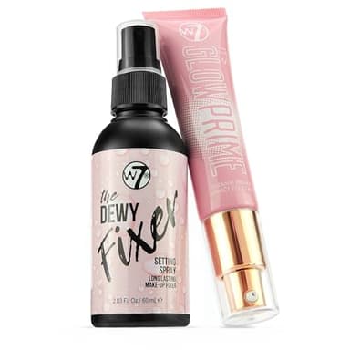 W7 The Fixer Glow Set - Makeup Primer & Setting Spray Duo for Radiant, Dewy Finish - Golden Sheer Coverage, Lightweight & Non-Sticky