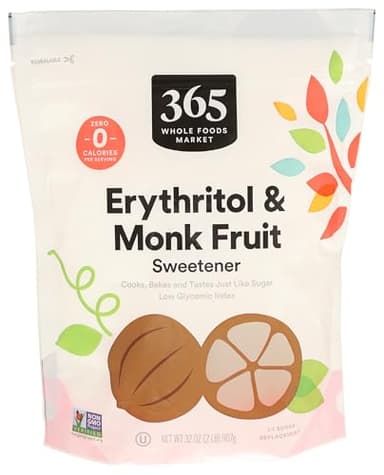 365 by Whole Foods Market, Erythritol & Monky Fruit Sweetener, Sugar Substitute, 32 Ounce