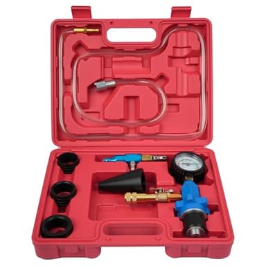 DAYUAN Cooling System Vacuum Purge Radiator Coolant Refill Tool Kit, Automotive Water Tank Pneumatic Vacuum Antifreeze Change Filler Set with 4 Sizes Adapter Hose for Car Van SUV Truck