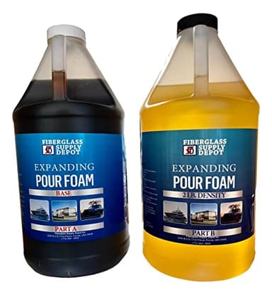 Fiberglass Supply Depot 2 Lb Density Expanding Pour Foam, 2 Part Polyurethane Closed Cell Liquid Foam for Boat and Dock Flotation, Soundproofing, Filling Voids, and Insulation (1 Gallon Kit)