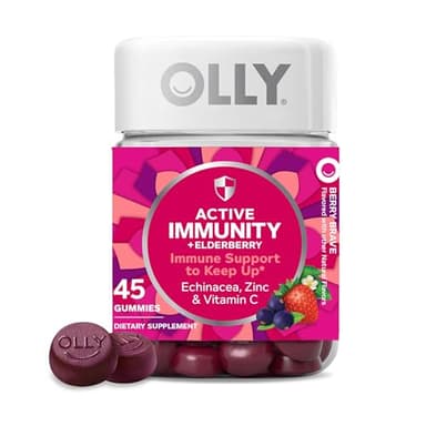 OLLY Immunity Gummy, Immune Support, Elderberry, Zinc, Vitamin C, Supplement, Berry Flavor, 15 Day Supply - 45 Count