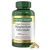 Nature’s Bounty High Absorption Magnesium Glycinate 240 mg for Supporting Muscle Relaxation and Bone, Heart & Nerve Health – Non-GMO, Gluten-Free, Vegetarian, 120 Count/60 Servings