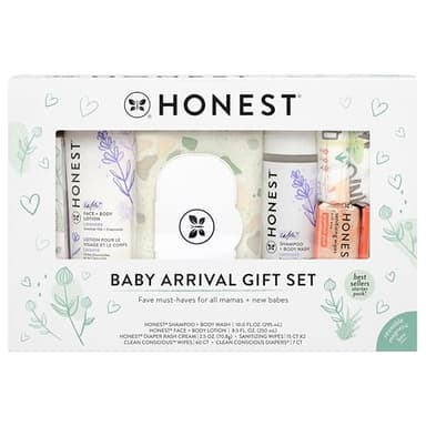 The Honest Company Baby Arrival Gift Set Newborn Essentials Welcome Box, Diapers Wipes Personal Care Diaper Rash Cream