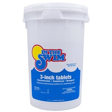 In The Swim 3 Inch Stabilized Chlorine Tablets for Sanitizing Swimming Pools - Individually Wrapped, Slow Dissolving - 90% Available Chlorine - Tri-Chlor - 50 Pounds
