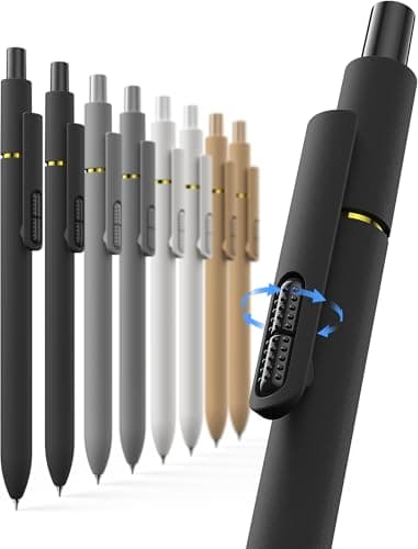 Hiacry 8 Pcs Gel Pens - 0.7mm Fine Point Smooth Writing Black Ink, Quick-Dry Long Lasting Fidge Pens, School & Office Supplies for Men Women
