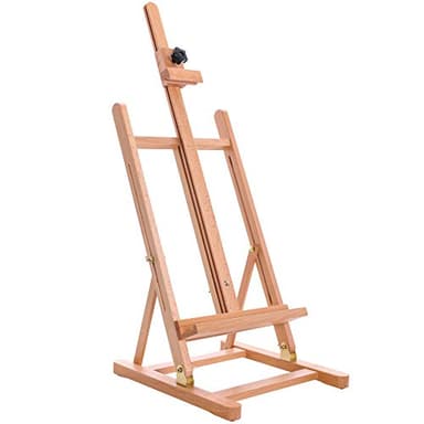 U.S. Art Supply Medium Wooden H-Frame Studio Tabletop Easel - Adjustable Stand, Holds Up to 27" Canvas, Portable Table Top Easel for Painting