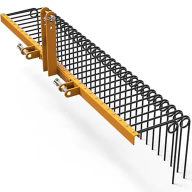 YITAMOTOR 72" Tow Behind Landscape Rake, 3 Point Quick Hitch Lawn Dethatcher Rakes with 32 Steel Tines for Category 1 Tractors, Heavy Duty Powder Coated Finish Tools for Leaves, Pine Needles, Straw