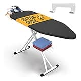Xabitat Full Size Ironing Board 57" X 18" with Wall Mount Hanger, Full Metal Construction Iron Board, Built in Iron Caddy, Heat & Scorch Resistant Fabric, Cord Holder, Anti-Skid Feet, Heavy Duty