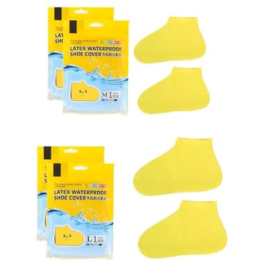 Bomxmon 4-Pack Rain Shoe Covers, Non-Slip Waterproof Boot Protectors for Climb Snow Rain and Mud (M&L, Yellow)