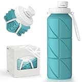 Popdigito 23oz Collapsible Silicone Water Bottle, BPA Free, Portable for Hiking, Travel, Camping, Yoga, Foldable, Leakproof, Lightweight, 690mL