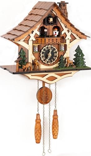 Cuckoopro Cuckoo Clock, Black Forest Style Wooden Pendulum Quartz Wall Clock, Volume Control, Night Silent, Gift Package, Professional Service
