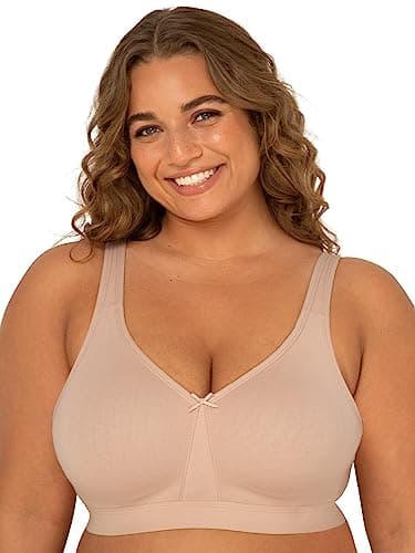 Fruit of the Loom womens Plus Size Wireless Cotton Full Coverage Bra, Sand, 38G US