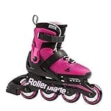 Rollerblade Microblade Girl's Adjustable Fitness Inline Skate, Pink and Bubble Gum, Junior, Youth Performance Inline Skates, Youth,Pink/Bubble Gum, Size Kids 5 - 8