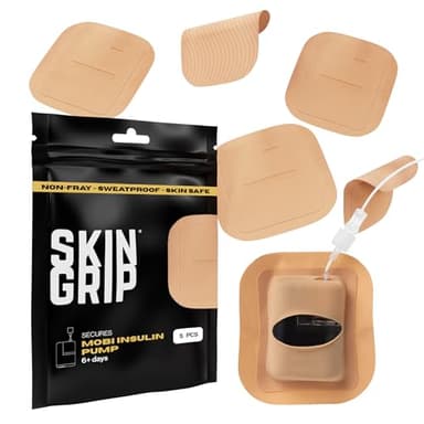 Skin Grip Tandem Mobi Adhesive Pocket Patch with Cutout – 5 Pack – Waterproof & Sweatproof Pocket Case, Replaces Original Patch, Lasts 6+ Days, Skin-Friendly, (Tan)