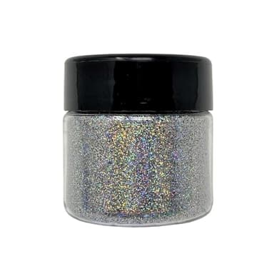 DIY Kit Creations: Holographic Silver Biodegradable Ultra-Fine Cosmetic Grade Glitter 0.75 oz jar - Vegan & Made in The USA