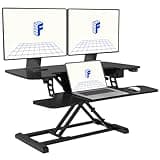 FLEXISPOT Electric Standing Desk Converter 36" Wide Motorized Stand up Riser for Monitor and Laptop, Black Height Adjustable Workstation for Home Office