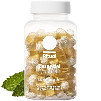 Ritual Multivitamin for Men 50+, Vegan, with Zinc, Vitamin A and D3 for Immune Function Support*, Omega-3 DHA, B12, K2, Gluten Free, Non-GMO, Mint Essenced, 30 Day Supply