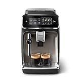 PHILIPS 3300 Series Fully Automatic Espresso Machine - 5 Hot & Iced drinks, 40% Quieter SilentBrew, Ceramic Grinder, Aquaclean Filter, Black Chrome (EP3326/90)
