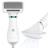 KUUBIA 2-in-1 Dog Hair Dryer with Slicker Brush for Small-Sized Dogs and Cats | Pet Hair Dryer | Dog Blow Dryer | 300 Watts, 75-85 dB, Adjustable Temperature, Overheat Protection