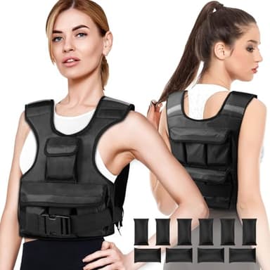Adjustable Weighted Vest for Women, Customizable 0-18 lbs Strength Training Vest with 10 Removable Sandbag, Breathable Design, Reflective Safety Strips & Multi-Purpose Pockets for Running, Hiking, and Fitness