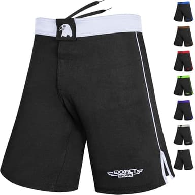 Exxact Sports MMA Shorts, IBJJF Ranked No Gi BJJ Jiu Jitsu Shorts for Men, Boxing, Cross Training & Grappling Shorts (White, AL)