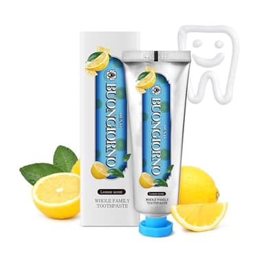 DENTI BUONGIORNO Plaque Care Toothpaste (Lemon Mint) – Deep Clean for Tartar Control & Heavy Plaque, Natural Whitening(Baking Soda), Cavity Protection, Paraben & SLS Free (3.52fl oz / 100g)