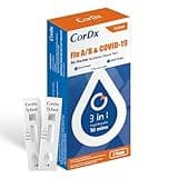 CorDx TyFast Flu A/B & Covid 19 Multiplex Rapid Test, 10 Mins at Home, FDA Authorized, 3 in 1 Combo Kit, 2 Tests