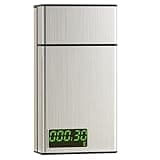 VCYEX Smart Cigarette Case Aids in Smoking Cessation and Control, 20 Cigarettes Capacity Aluminum Alloy Brushed Metal Timer Lock Box Portable,Silver