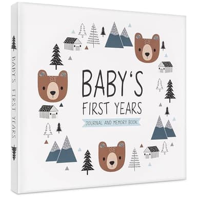 Keepsake Baby Memory Book for Baby Boy or Girl – Timeless Woodland Baby Journal Scrapbook Photo Album for First 5 Years – Milestone Book to Record Every Event from Birth to Age 5