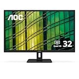AOC Q32E2N 32" Framless QHD 2560 x 1440 Monitor, IPS Panel, 75Hz Refresh Rate, HDMI x1, Display Port x1, Built-in Speakers, Black