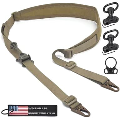 WarBull Padded 2 Point Sling, QD Swivel 2 Point Sling with HK Hook, Tactical Gun Sling for Rifle, Shotgun, and Crossbow, Airsoft for Hunting Shooting with Keychain Gift (Coyote Brown)