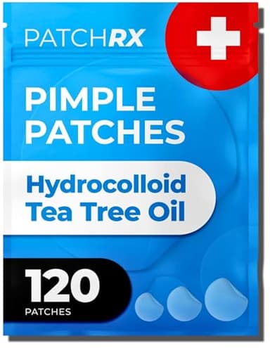 PatchRx Pimple Patches for Face (120 Patches), Hydrocolloid Acne Patches with Tea Tree Oil, Pimple Patch Pimple Stickers - Hydrocolloid Patch Acne Dots - Acne Pimple Patches For Face - Zit Patches