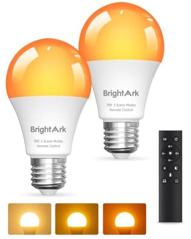 Circadian Rhythm Full Spectrum Light Bulb with Remote Control, 9W LED Bulb 60W Equivalent, 1400K+2100K+2700K Dimmable Sleep Light Bulb, Flicker-Free, No Blue Light for Sleep, Relaxation, Focus -2Pack