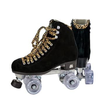 Moxi Panther Roller Skates for Women - Durable High-Top Design with Suede Skate Boots, Dri-Lex Lining, and Versatile, Smooth Cushioning Wheels - Black Suede, Size 7