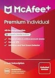 McAfee+ Premium Individual Unlimited Devices 2025 | Cybersecurity Software Includes Antivirus, Secure VPN, Password Manager, Identity Monitoring | Key Card