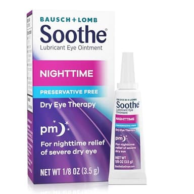 Soothe Preservative-Free Lubricant Eye Ointment, Nighttime Relief for Severe Dry & Irritated Eyes, Gentle for Sensitive Eyes, 0.12 Fl Oz