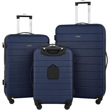 Wrangler Smart Spinner Hardside Luggage, 3 Piece Set, Navy Blue