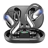 Wireless Bone Conduction Headphones, Bluetooth 5.4, Open Ear Design, Built-in Mic, IPX7 Waterproof, LED Display Charging Case,Ear Hooks 50H Playtime Ear Buds,Design for Running Fitness Walking