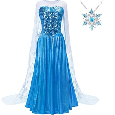 CQRUICQXI Adult Women Snow Queen Princess Dress up Cosplay Birthday Costume Xmas Party Gown Fairy Fancy Dress Halloween (Blue,Small)