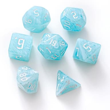 vvpesca Blue DND Dice Set of 7 – Polyhedral Dice Set for TTRPGs,Dungeons and Dragons,Role Playing Games and Other Table Games– D20 System Dice (Summer Blue)