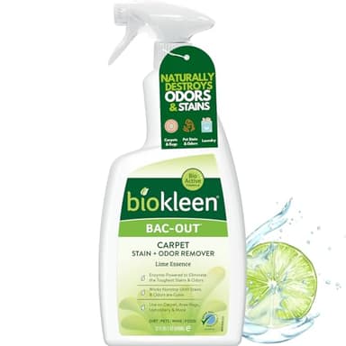 Biokleen Bac-Out Enzyme Cleaner Spray and Stain & Odor Remover for Pet Stains, Laundry, Diapers, Wine, Carpets, & More, Eco-Friendly, Non-Toxic, Lime Scent, 32 Ounces