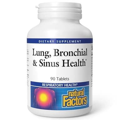 Natural Factors Lung, Bronchial & Sinus Health - Respiratory Health Supplement - Supports Lung & Sinus Health - Supports Healthy Lung Tissue & Mucus Consistency - 90 Tablets (90 Servings)