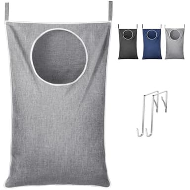 Lifewit 1 Pack Over Door Laundry Hamper, Large Collapsible Hanging Laundry Hamper, Hanging Laundry Basket Bag for Bathroom Bedroom Dirty Clothes Storage Organizer, Light Gray