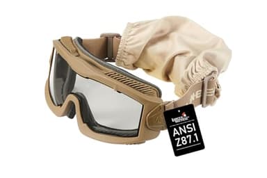 Lancer Tactical AERO Airsoft Tactical Safety Goggles -3mm Dual Pane Lens, Anti-Fog Glasses for Hunting and Cycling-One Len (TAN)
