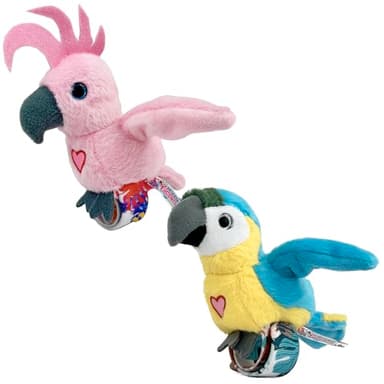 Happy Yappers: Birds 2 Pack - Cockatoo & Blue Parrot - Slap Bracelet Interactive Plush Toy Birds, They Chat-Sing-Mimic Each Other, Flap Wings, Kids 3+